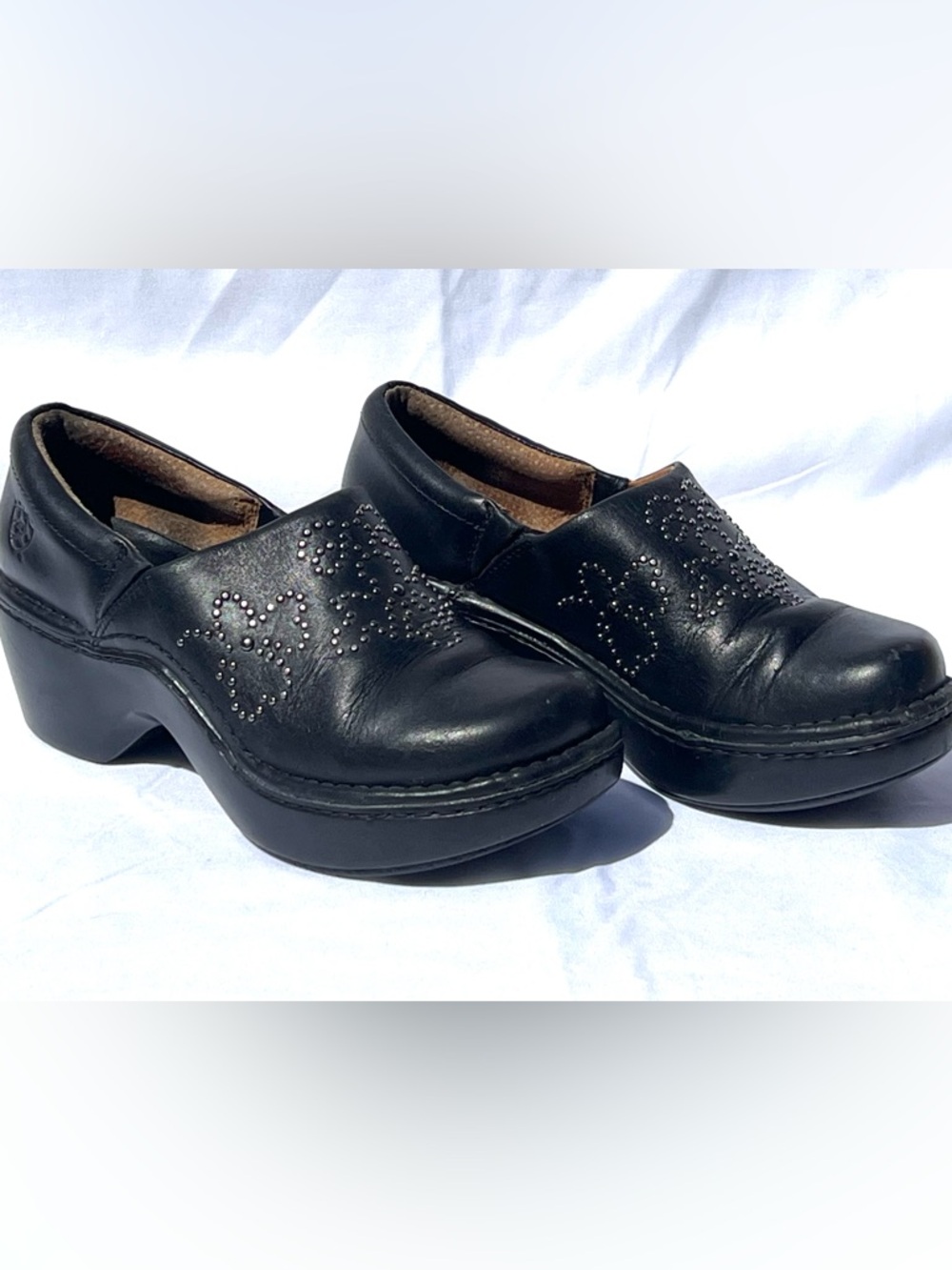 Ariat Black Studded Leather Slip-On Clogs